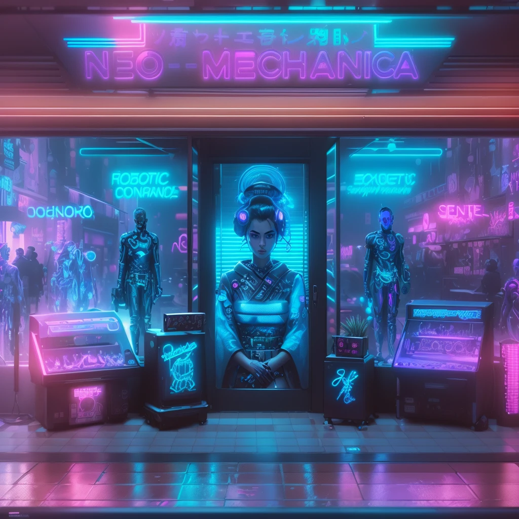 ((Cyberpunk(detailed)), neon lights (cinematic), A cyberpunk guy and cyberpunk girl with futuristic cyber car, high quality 