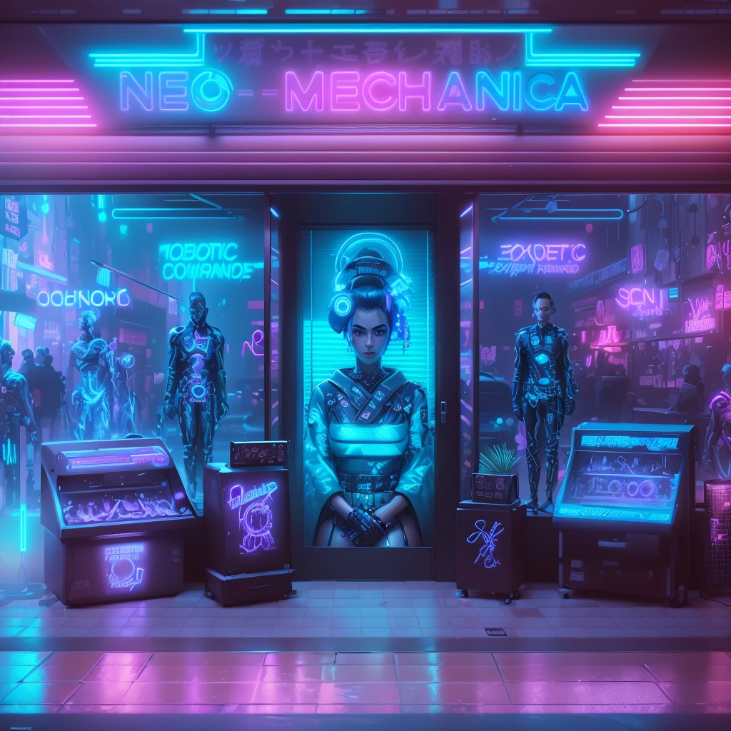 ((Cyberpunk(detailed)), neon lights (cinematic), A cyberpunk guy and cyberpunk girl with futuristic cyber car, high quality 