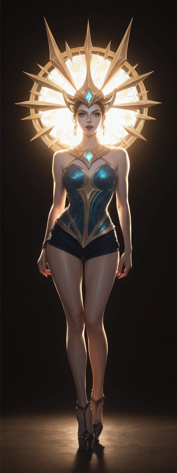 realistic, score_9, score_8_up, score_7_up, score_6_up,
1girl, solo, from front, full body, Brand \(league of legends\), black background, makeup, sidelighting, backlighting, glowing,