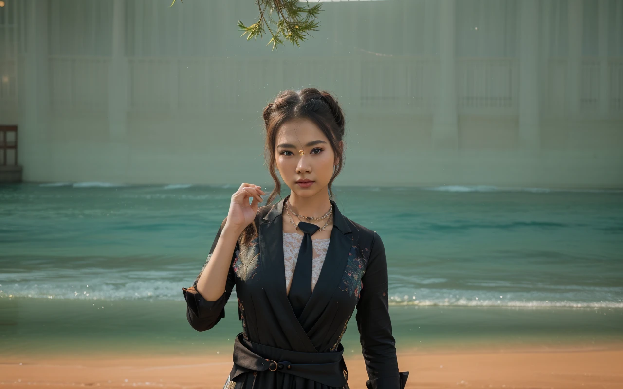 best quality, masterpiece, highres, 1girl,china dress,hair ornament,necklace, jewelry,Beautiful face,upon_body, tyndall effect,photorealistic, dark studio, rim lighting, two tone lighting,(high detailed skin:1.2), 8k uhd, dslr, soft lighting, high quality, volumetric lighting, candid, Photograph, high resolution, 4k, 8k, Bokeh,