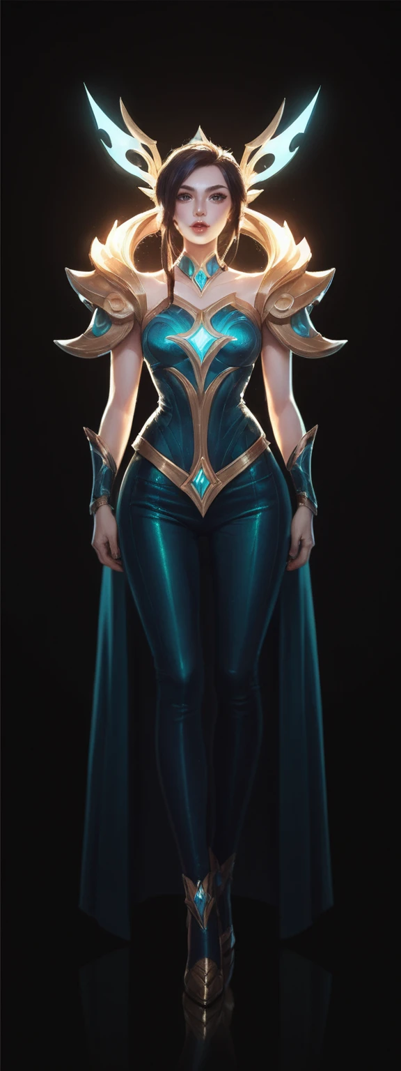 realistic, score_9, score_8_up, score_7_up, score_6_up,
1girl, solo, from front, full body, Corki \(league of legends\), black background, makeup, sidelighting, backlighting, glowing,