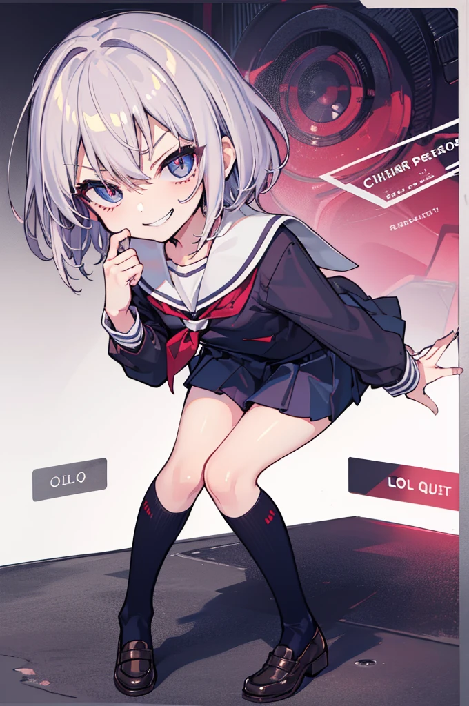 masterpiece, best quality, highres, 1girl shiver, pure black thigh high socks, sailor uniform