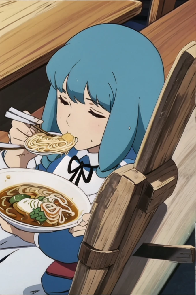 sleep,,solo,1girl,canteen、sit、Eating ramen