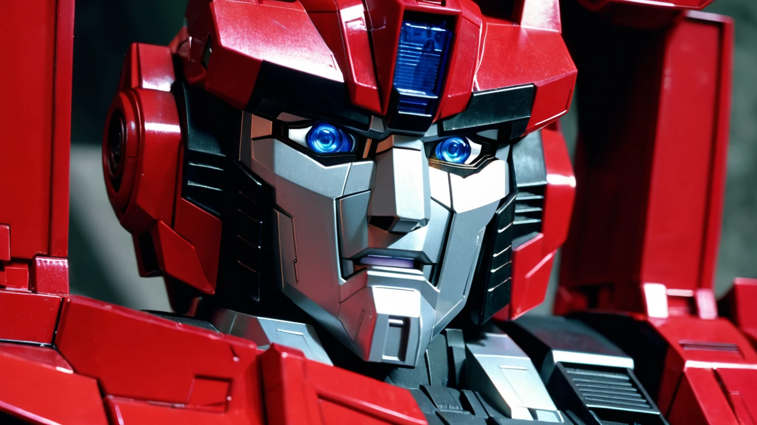 Cartoon close-up of a man in a car, Transformersから, Cliff Jumper, red Gundam Head, movie『Transformers』Appeared in, Details of the masterpiece, TransformersG1, Transformers ジェネレーションワン, Jetfire, Cybertronian, Malicious grin, Portrait of Lang, Crimson Fire Head, Face close-up, Gundam Head, vhs screen cap, Close-up view