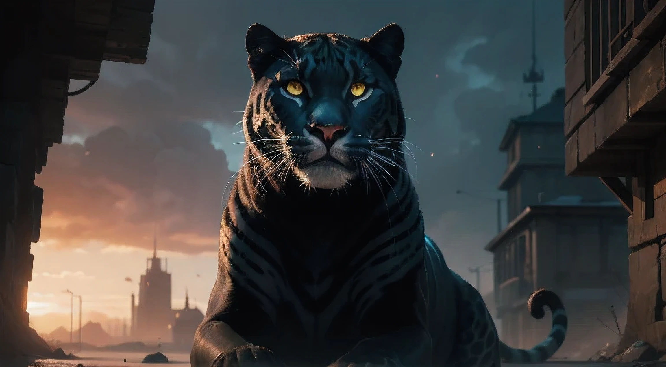 Stunningly beautiful panther goddess, beautiful detailed glowing yellow eyes, 8k resolution concept art by Greg Rutkowski, dynamic lighting, hyperrealism, intricately detailed splash art, trending on artstation, triadic colors, unreal engine 5, maximalist digital illustration by Alphonse Mucha, WLOP, Jordan Grimmer, volumetric lighting, epic, cinematic, brilliant, dramatic, atmospheric, meticulously detailed oil painting by James Gurney, deep complementary colors