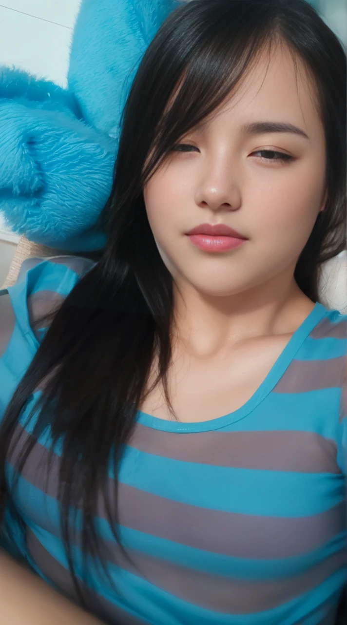 photograph, (photographrealistic: 1.4), (超Realisticな: 1.4), (Realistic: 1.3), (Smooth lighting: 1.05), (Improving cinematic lighting quality: 0.9), A kind, beautiful and attractive woman, (White night dress, deep low neck), Sexy and provocative pose, Beautiful and delicate face, Neat, Innocent, Pink Lips, Open your mouth, (close your eyes), Black Hair, Embarrassed face, Large Breasts, Captivating and beautiful collarbone, Ultra-high resolution, soft smooth skin, Medium Wide, whole body, extreme realistic detail, Ultra-high resolution, Amazing details, 8K, Attractive clavicle, Blushing cheeks, close your eyes, Captivating look, Evening Light, Backlight, Bedroom, Large windows,