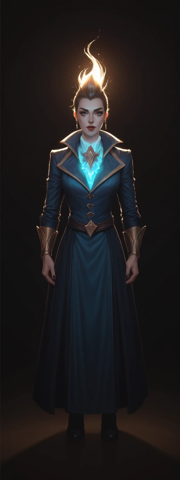 realistic, score_9, score_8_up, score_7_up, score_6_up,
1girl, solo, from front, full body, Graves \(league of legends\), black background, makeup, sidelighting, backlighting, glowing,
