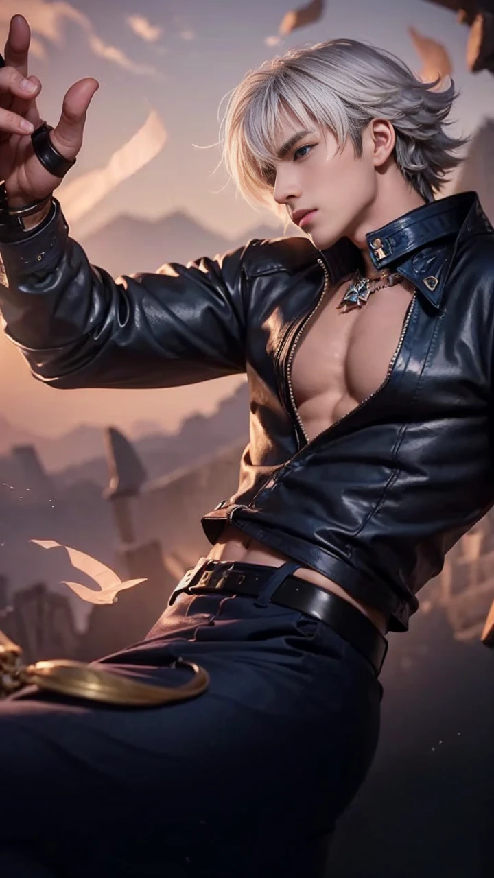 ((masterpiece)),((best quality)),8K,high detail,Very detailed, Very manly,3 men, like,fashion pose, Realistic skin texture, Light,
Royal blue style couple,Perfect hand details