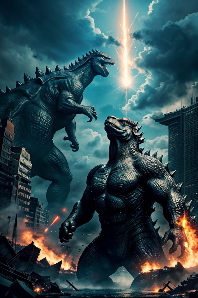 A man fight with Godzilla of monster universe in movies 