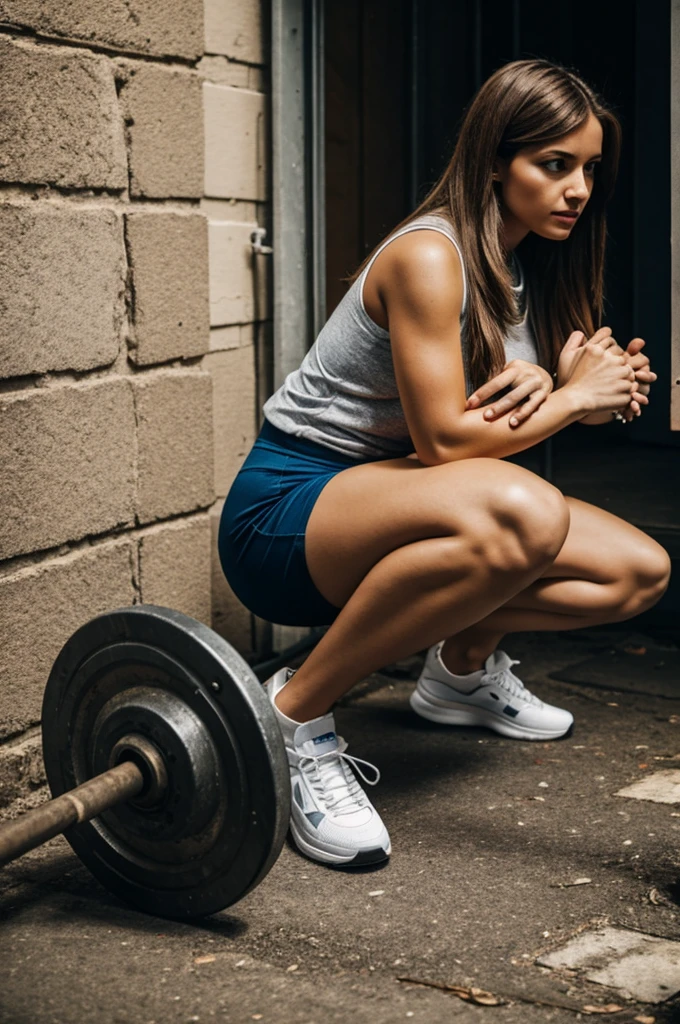 Squatting woman