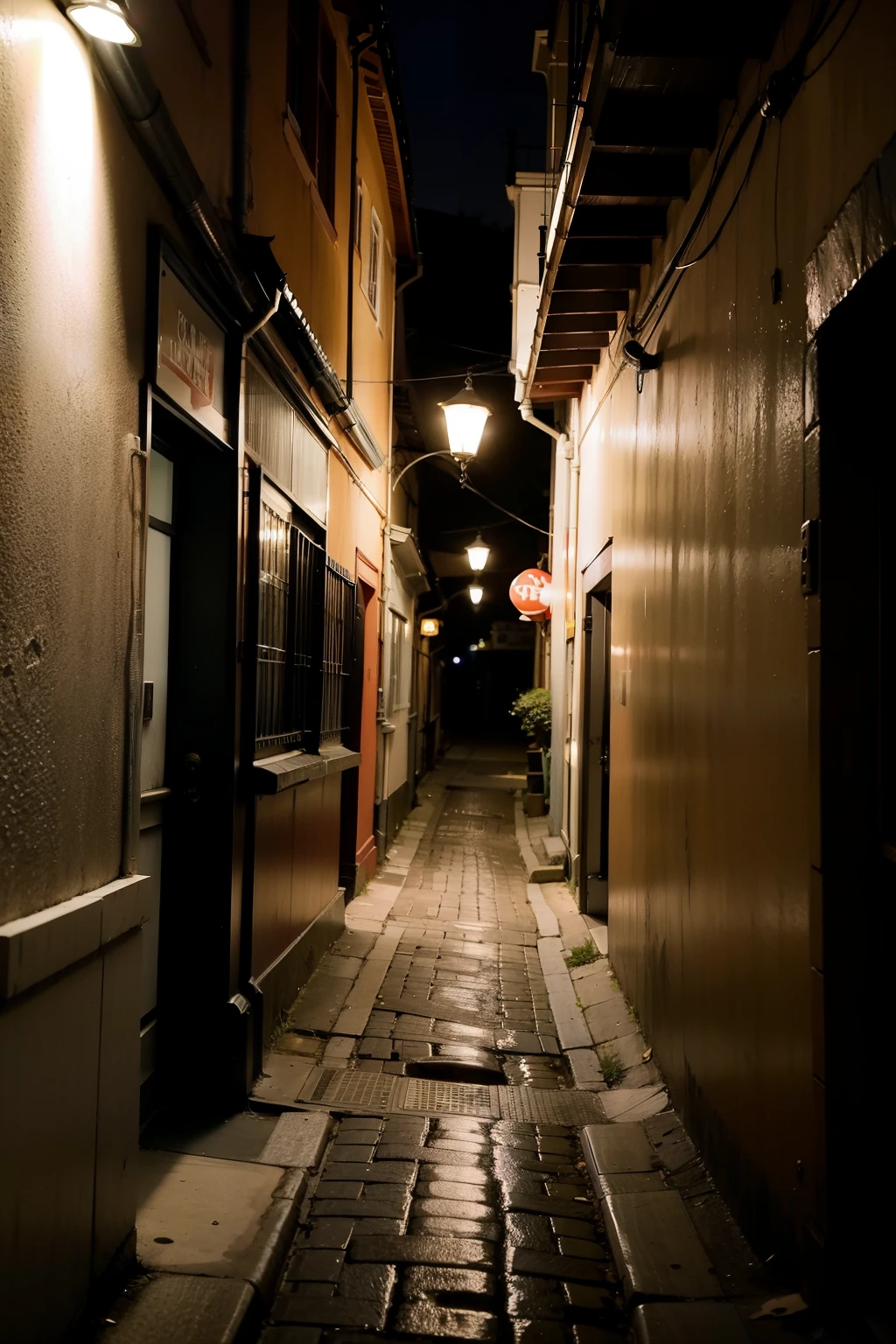Draw a dark alley, it's darker, the time zone is night, there's no one around
