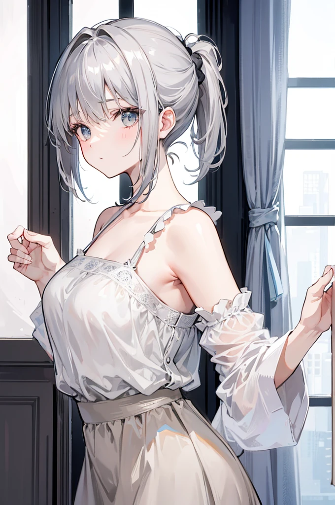 独奏、(Dark blue pleated skirt Dark blue、Dark blue micro mini skirt dark blue、Sailor suit summer uniform、Short sleeve white shirt、Navy Blue Ribbon)、(Big Breasts、slim、Slimming、Muscular、Beautiful Abs、Bare thighs)、(White, pale pink or pale blue panties、BREAK Panty Drop、Are standing、Raising his arms、Pussy、Pussyライン)、Blue Eyes、(I opened my mouth slightly、Sexy look、Blushing)、(Blonde、Shortcuts)、NSFW、high school girl、high school、classroom、