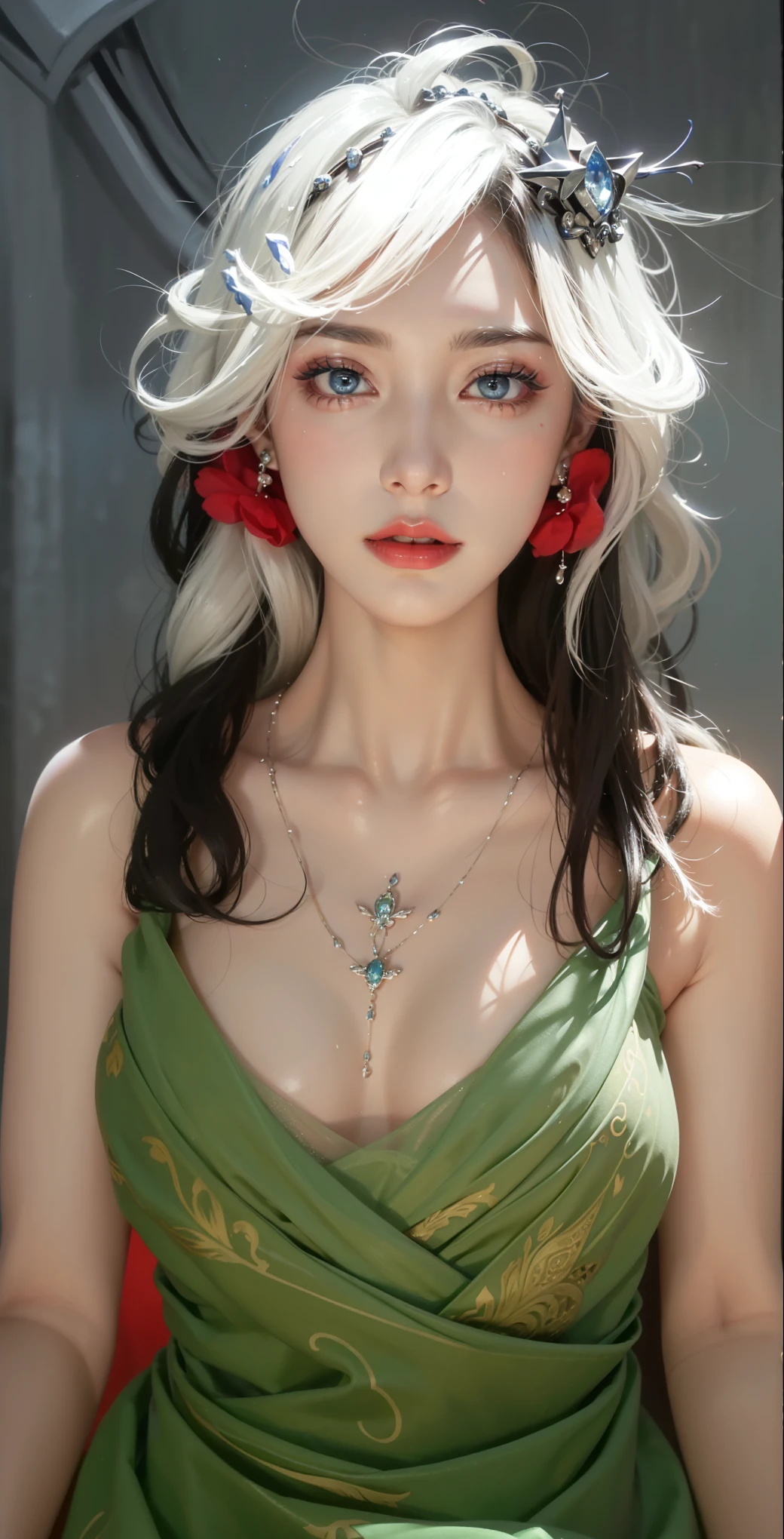 Royal sisters,Exquisite eyes,Frozen queen,Put the crown on your head,Detailed facial expressions body,tall and big,Glamorous characters,Leg length,4K,HD,The look,White translucent lace,白皙Full figure,Little cherry mouth,Beautiful and lovely,Full figure,Glossy Gel Coat,Vampire Queen in luxurious gown,Have a tattoo(Intricate tattoo designs),The tattoo is very three-dimensional,Ice Princess,Rich facial details,Eyes are blue(Pupils as deep as the starry sky),Gorgeous silk(Silky reflective),Wear dark red lipstick,Gorgeous clothing,