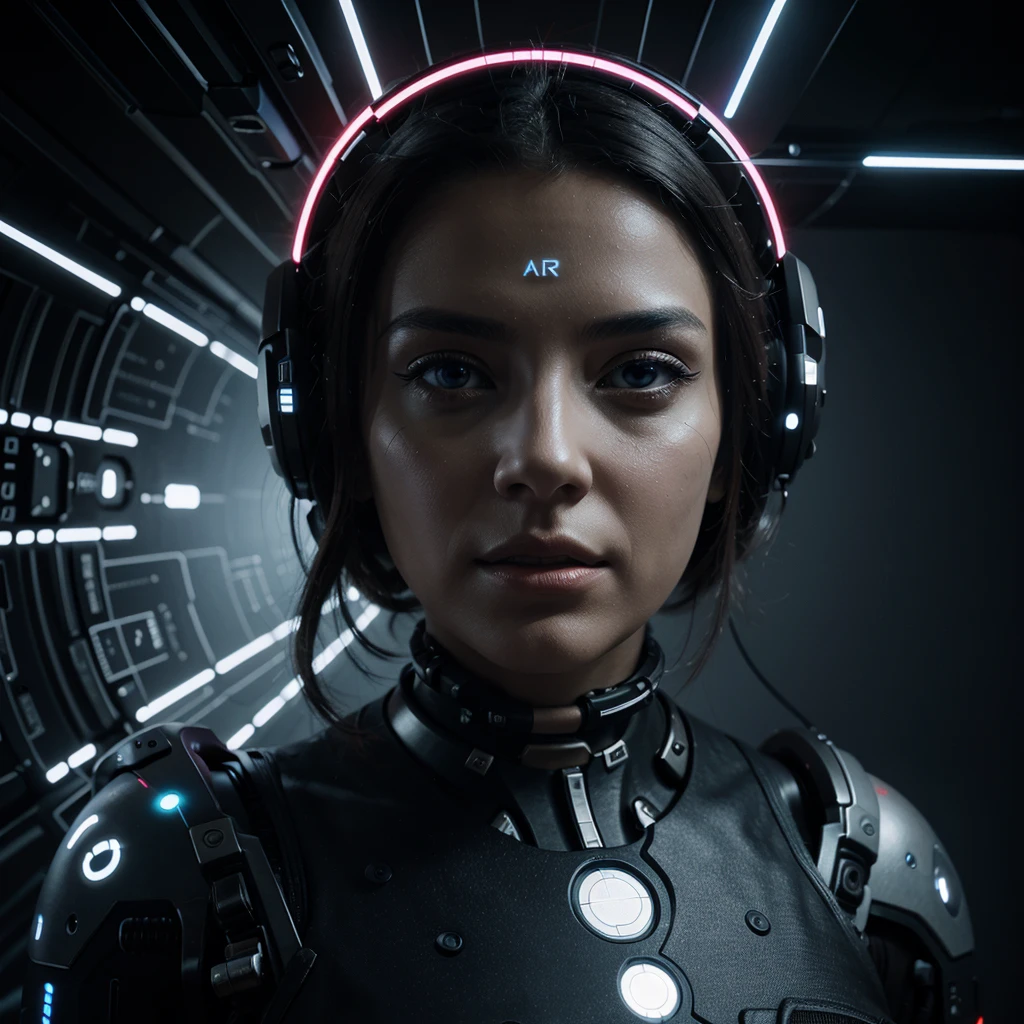 A cybernetic artist, using their advanced neural interface to create stunning works of digital art, blurring the lines between technology and creativity