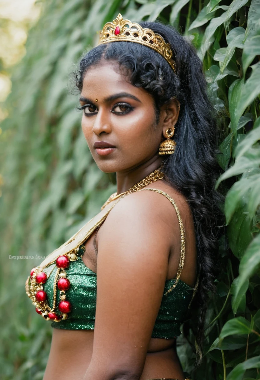 (((photo of a ancient kerala crowned temple goddess ))), (((black kali))) , (((Half Body))), (((very dark skin))), (((age 18+))), (((plus size chubby tall))), (((huge busty milky wet big massive boobs))), (((nude thick thigh))), (((ancient black mini skirt))), ((black skin dark body)), (((red ornaments))), (((depth of field))), ((( flame bokeh))), (((rain))), ((( flashing light leaks))), (((divine))), photorealistic,photo, realism, Getty Images, RAW candid cinema, 16mm, colour graded portra 400 film, remarkable colour, ultra realistic, textured skin, remarkable detailed pupils, realistic dull skin noise, visible skin detail, skin fuzz, dry skin, shot with cinematic,light leaks, RAW Image, DOF, depth of field,bokeh,mylocalgirl