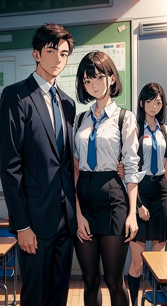 Couple of men and women in high 、‎Classroom、Men and women with height difference