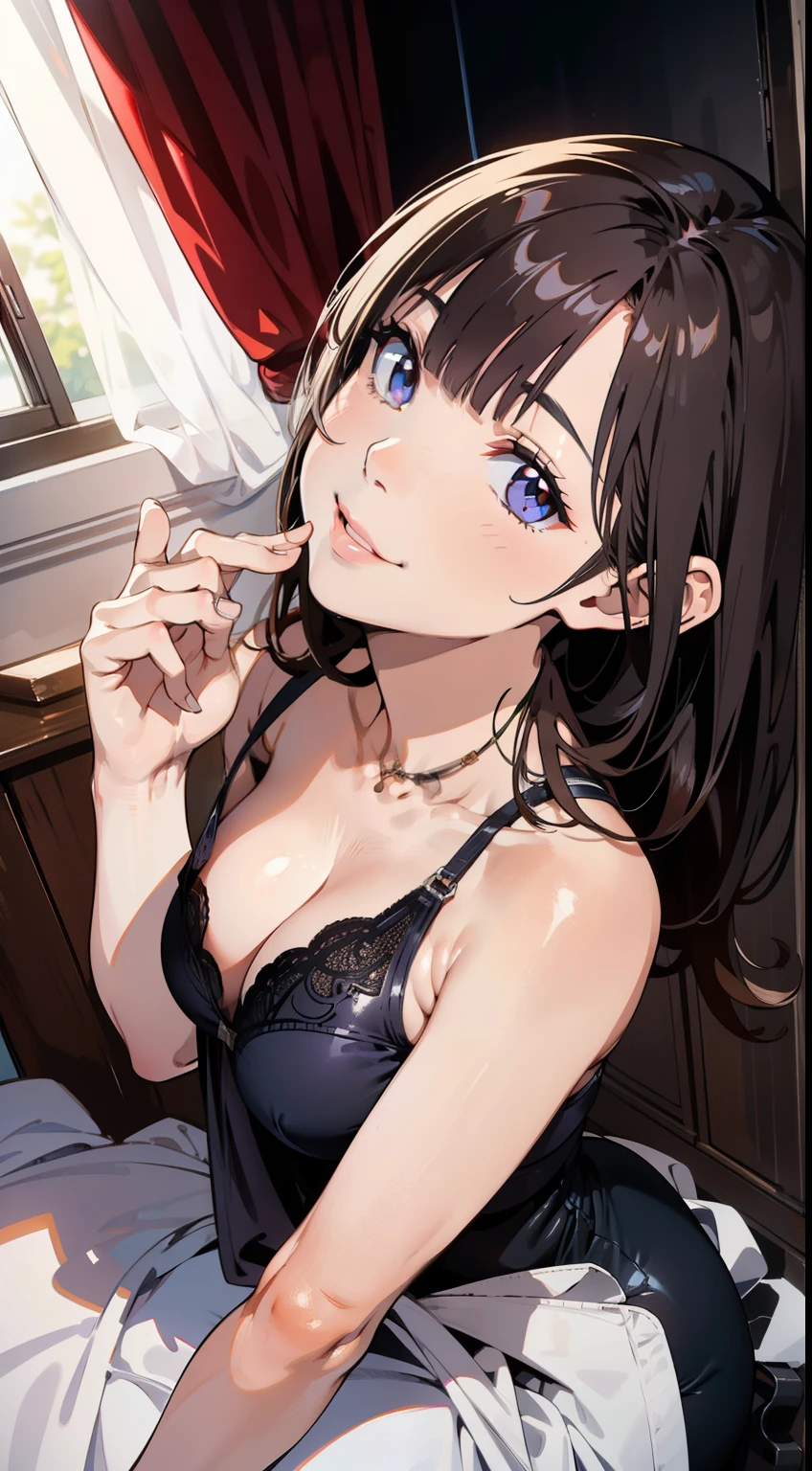 (best quality,4K,8k,high resolution,masterpiece:1.2),super detailed,(actual,realistically,realistically:1.37), Ultra high definition face, Woman in micro bikini posing for photo, seduct smile, attractive girl, jaw-dropping beauty, large breasts, large , biggest breast, huge breast,Thin waist and thick hips, hourglass figure, fitness model, rosy cheeks, Alluring with a smile, ((( leaning forward:1.3))), (from below:1.2), ((beautiful blunt bangs)), (oily skin), in the poolsode