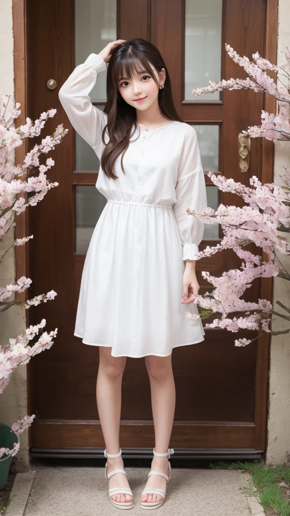 girl、One person、Are standing、spring、Date、whole body