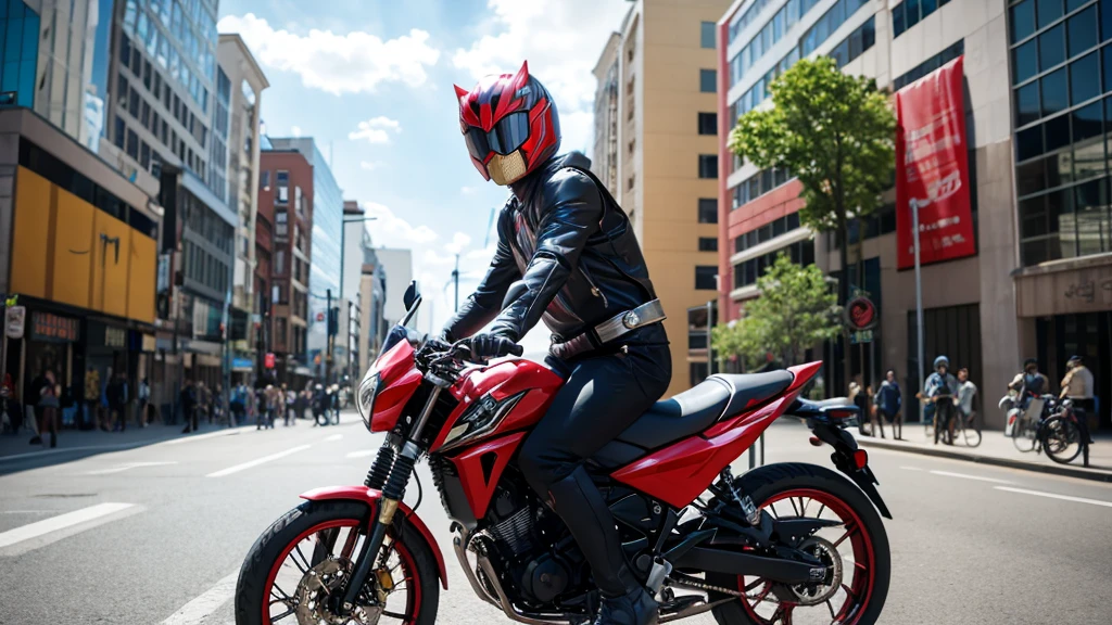Kamen rider on a bike