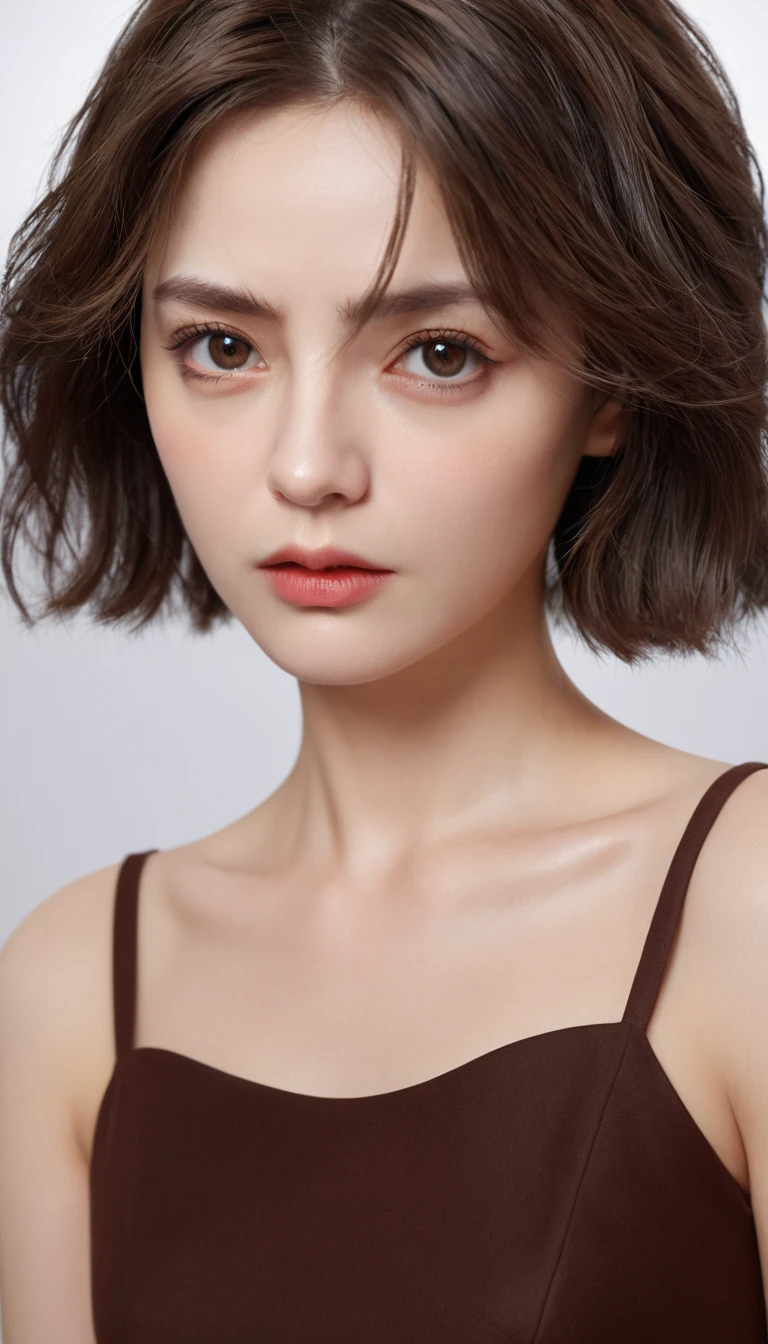 masterpiece, Excellent, (office: 1.8), Ultra-high-detail CG graphics, permanent, 1 royal sister, angry, A woman with short brown hair, Layered Dress, Cross your hands at your waist, For the audience, illustration, Wide-angle panorama