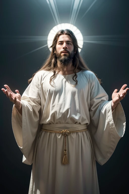 {
"prompt": "A serene, divine figure resembling Jesus, with long hair and a beard, wearing flowing white . He is reaching out with one hand towards the viewer. The background is filled with soft, ethereal clouds and radiant light, giving a heavenly atmosphere. The text 'I'M WITH YOU' is prominently displayed in bold, white letters across the image. The overall tone is peaceful and comforting.",
"size": "1792x1024"
}