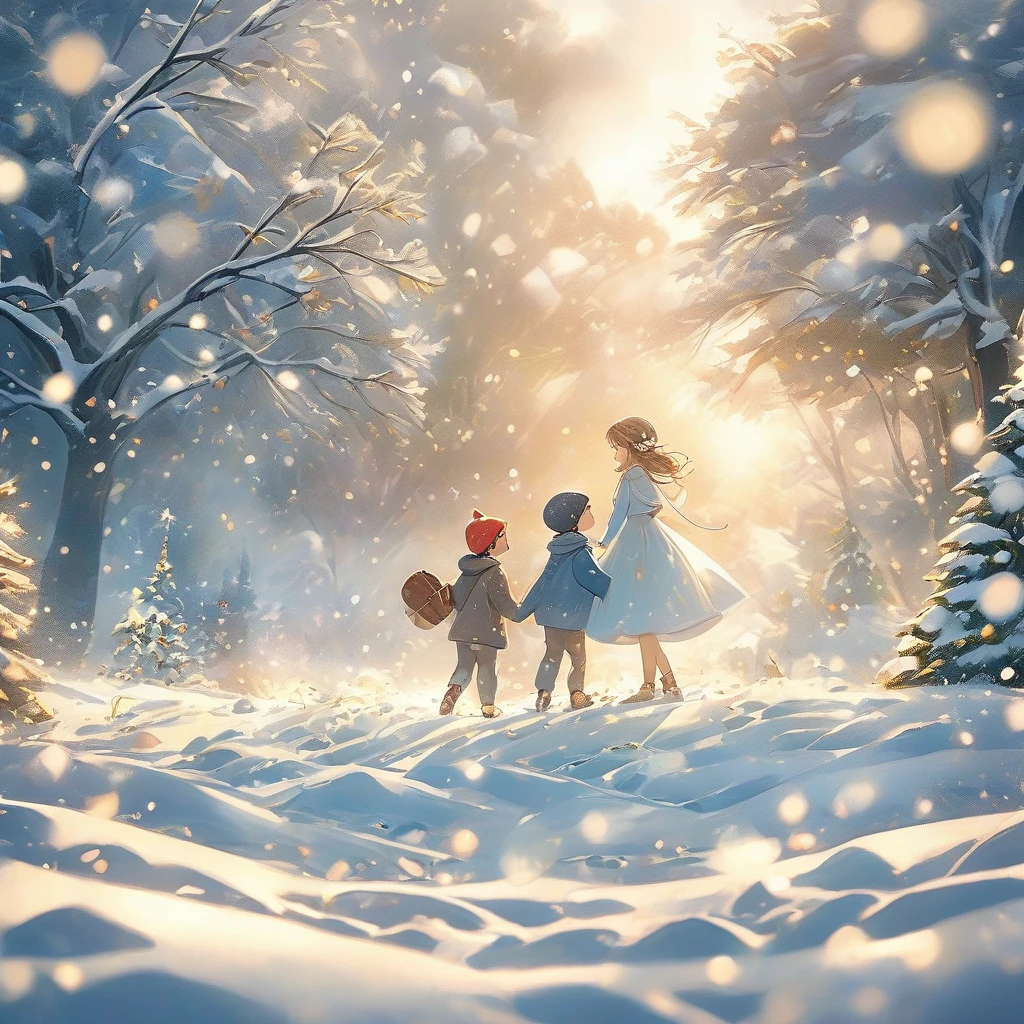 Snow Scene,snow,baseball player(((Romantic atmosphere)))(((fairy tale elements)))(((masterpiece))), ((best quality))