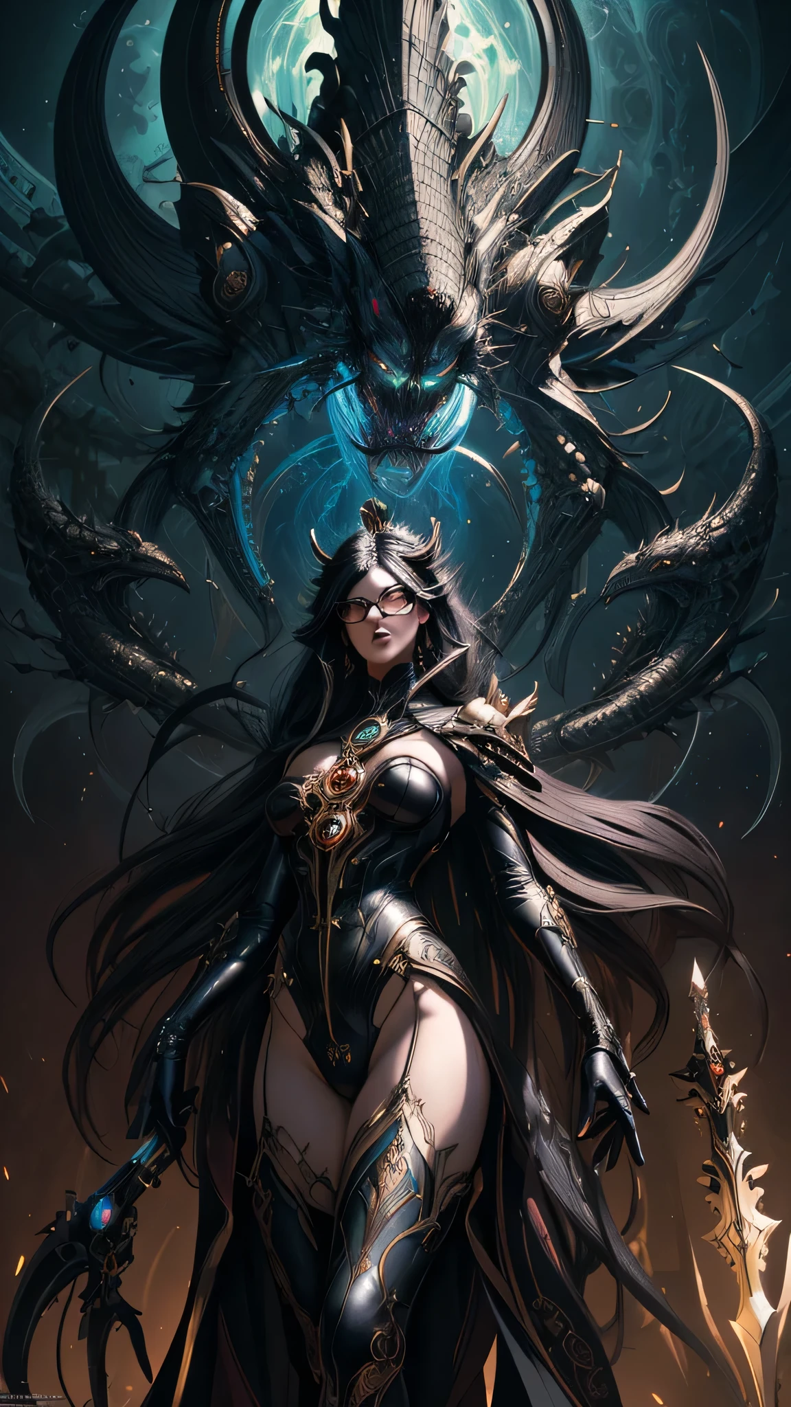 Full body portrait, demoness, arcane lady, elise the spider queen, league of legends, arcane arachnid, legs spread wide open, fighting stance, open legs, seductive, busty, curvy hips,( body formed from metallic mauveine and metallic black gold liquid metallic paint twisting into a beautiful interpretation of the female figure), long sharp fangs, au naturel, ((complex metallic colours in the foreground)), (( fluid mechanics, the loveliest smooth scale face makeup, menacing smirky expression)) - dark blood, onyxia