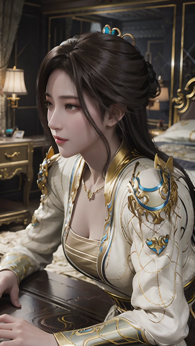 best quality,masterpiece,Final Solution,Fluffy,Colorful,Mature beautiful woman,Get down on your knees,Hands on the ground,In the bedroom,front