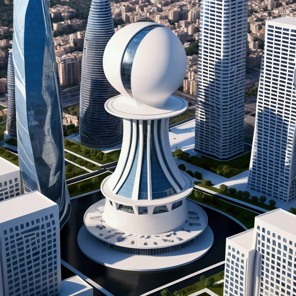 Explore the futuristic world of isometric architecture with a touch of Zahahadid's iconic style. Imagine towering buildings with chaostic curves, not symmetry, organic shape, all rendered in stunning detail.