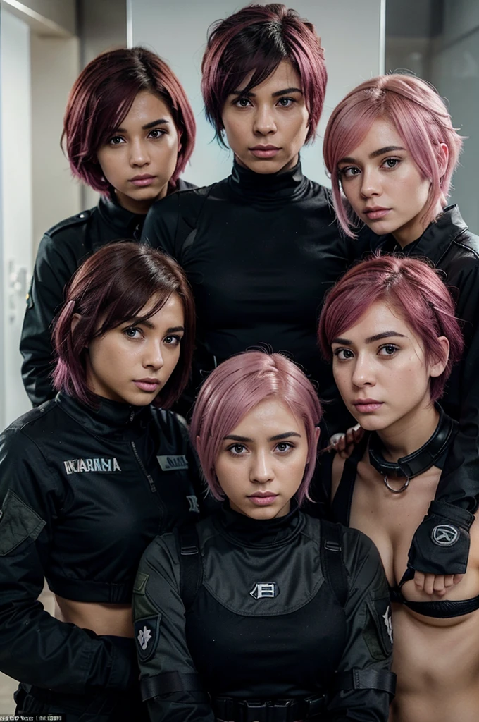 three call of duty soldiers on mission posing in action like a team, one is (male) Damon Salvatore and second girl is Damila With short pink hairs, and another third girl is Kaira with short blue hairs,