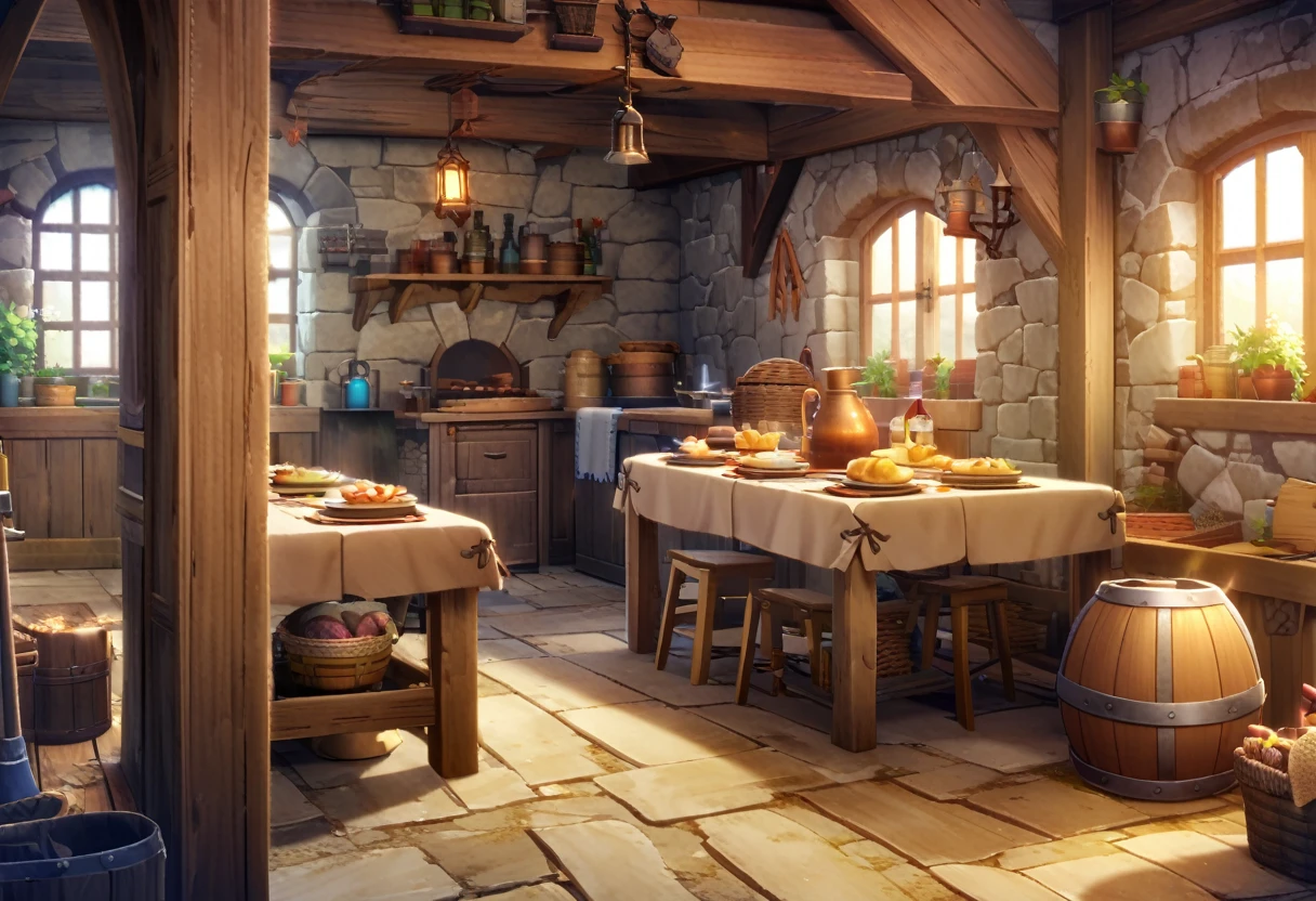 Game CG，indoor，middle Ages，Small house in the village