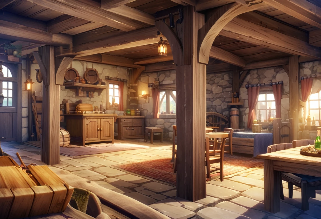 Game CG,indoor,middle Ages,Small house in the village