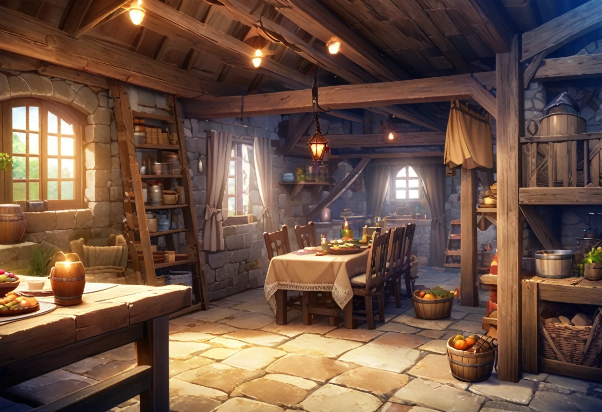 Game CG,indoor,middle Ages,Small house in the village