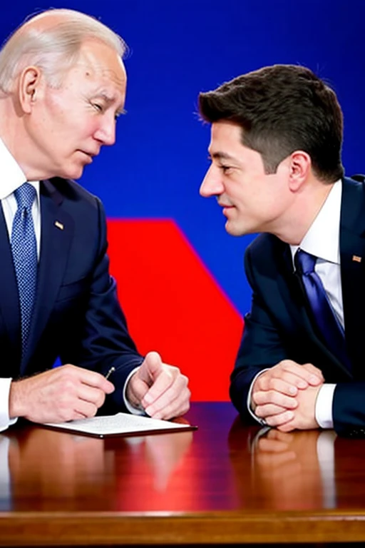 Biden on the left of this image confused deciding between Putin or Zelensky