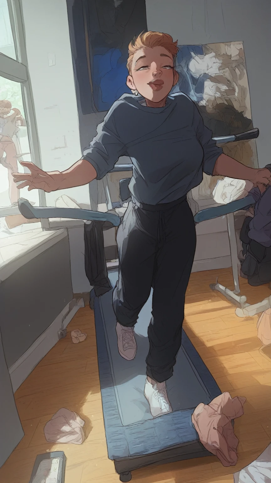 Curvy girl on treadmill