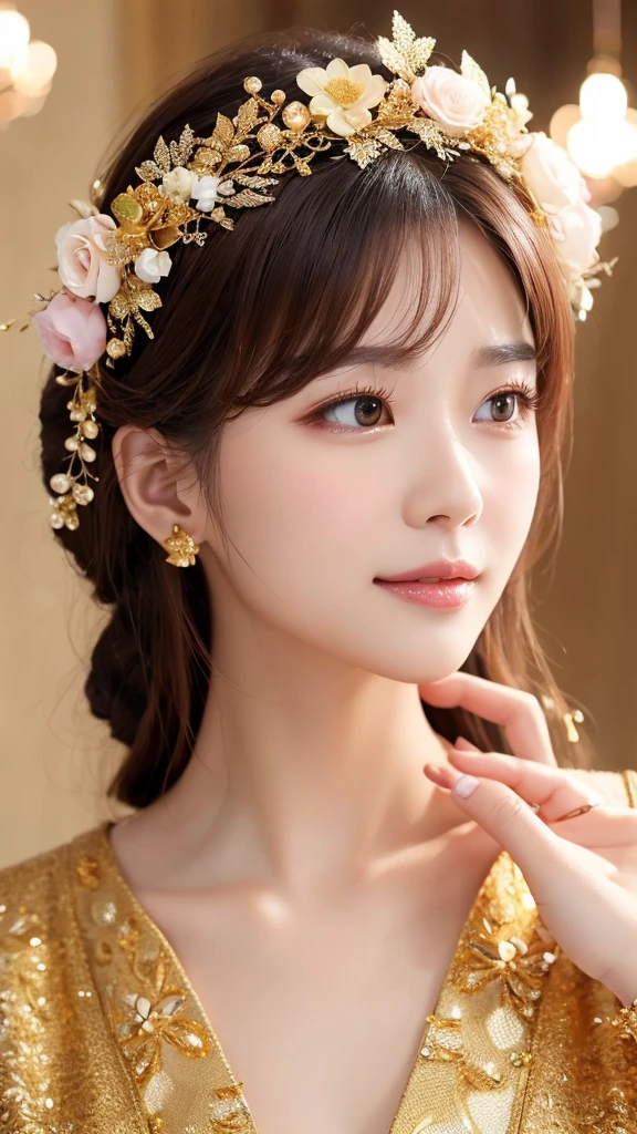 Beauty beautiful flower Crown Gold Economic fortune 金Beauty