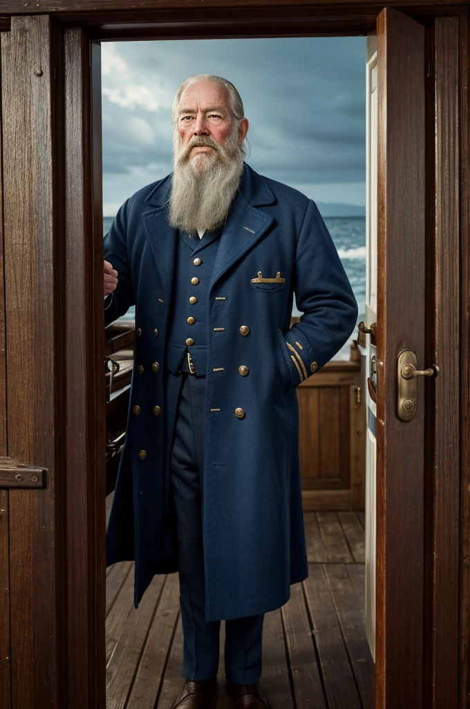 draw and draw pictures when Captain Bill was coming to the Admiral Benbow Inn with his sea chest behind him on the hand cart and someone help him. and Jim's Father open the door for him. And talk Jim's Father. Captain Bill had long scars on his face on right cheek. And wore old blue coat. And don't have beard. 3d style
