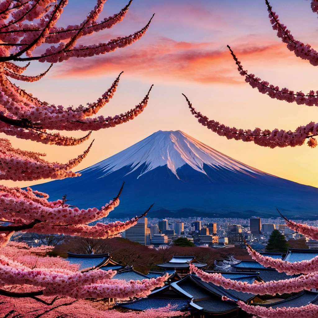 Mt fuji,Japanese flag,sunrises,cherry trees,🇯🇵,510