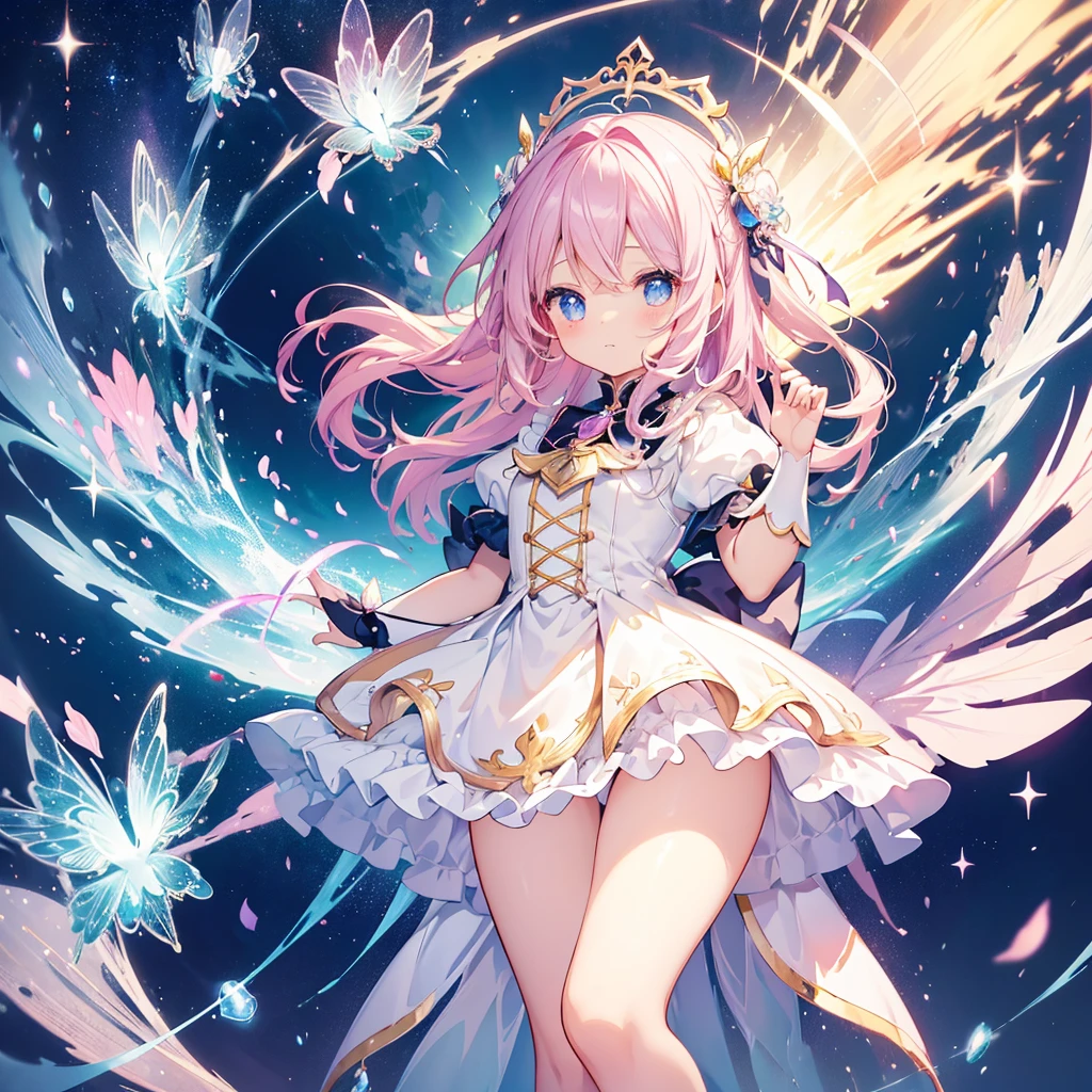 beautiful illustration、top-quality、cute petit girl、(transform sequence)、magical 、Chibi、white magical girl、Fractal art、Trompes Rompe-l'oeil、optical illusion、trompe l'oeil、Appears to jump off the screen
