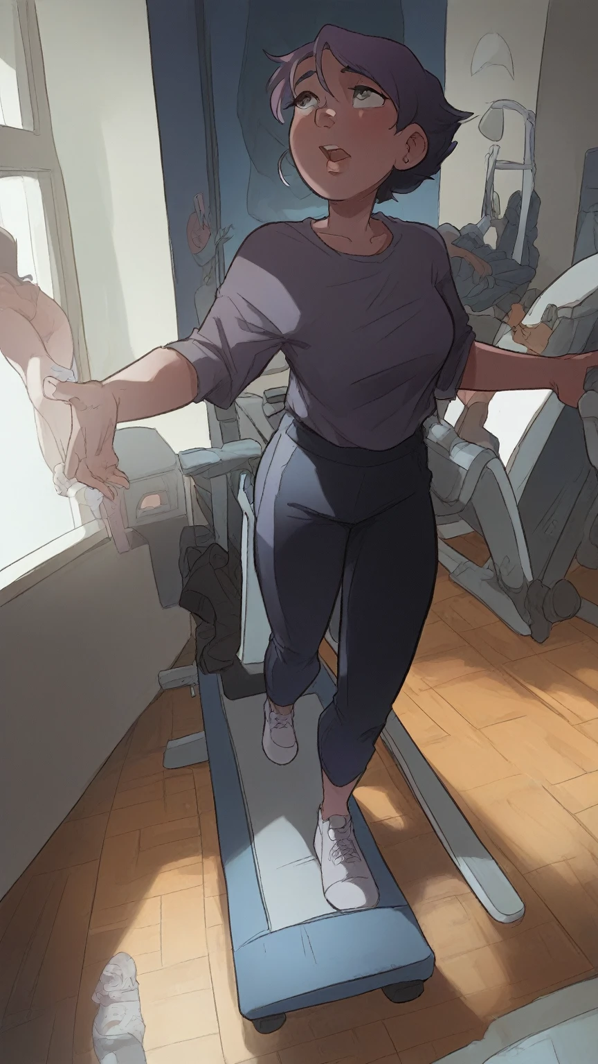 Curvy girl on treadmill