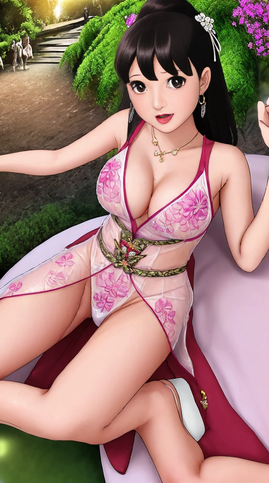 最high quality、high quality、Best image quality、8K、最High resolution、High resolution、最high quality、masterpiece、RAW Photos、whole body photos、Detailed and realistic human body、Detailed and realistic skin、Realistic face in every detail、Detailed and realistic eyes、Detailed and realistic lips、Detailed and realistic teeth、Detailed and realistic ears、Detailed and realistic hair、Realistic reproduction of every detail、((Beautiful Hands(Thumb 1、reference4))、Realistic feet down to the last detail、Realistic breasts down to the last detail、Realistic areola down to the last detail、Realistic nipples down to the last detail、Realistic pussy down to the last detail、Realistic vagina down to the last detail、Detailed and realistic clitoris、Realistic anus down to the last detail、((Realistic pubic hair down to the last detail))、((Beautiful Japanese Girl))、(Japanese Model)、((18 year old beautiful girl))、(Black Hair)、(Straight hair)、((whole body))、((Slim and perfect figure))、((Beautiful and firm breasts(Upward nipples))、(whole body glossy skin、Fair skin)、Japanese tradition、Japanese garden、((Colorful floral pattern(See-through costume))、((lying in the garden(Dynamic sexy pose))