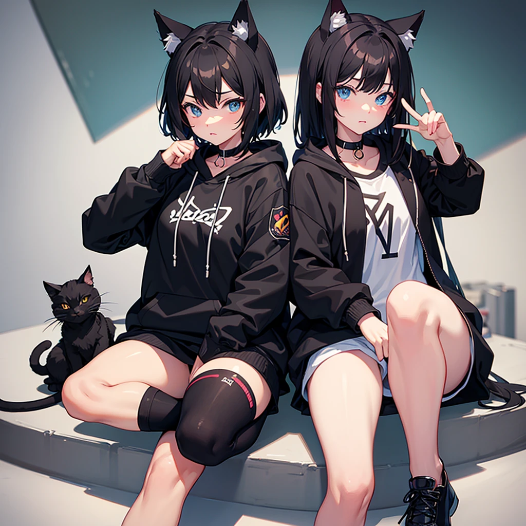 Masterpiece girl black Kita hoodie Cat ear
