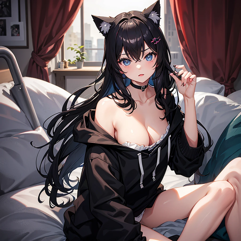 Masterpiece girl black Kita hoodie Cat ear