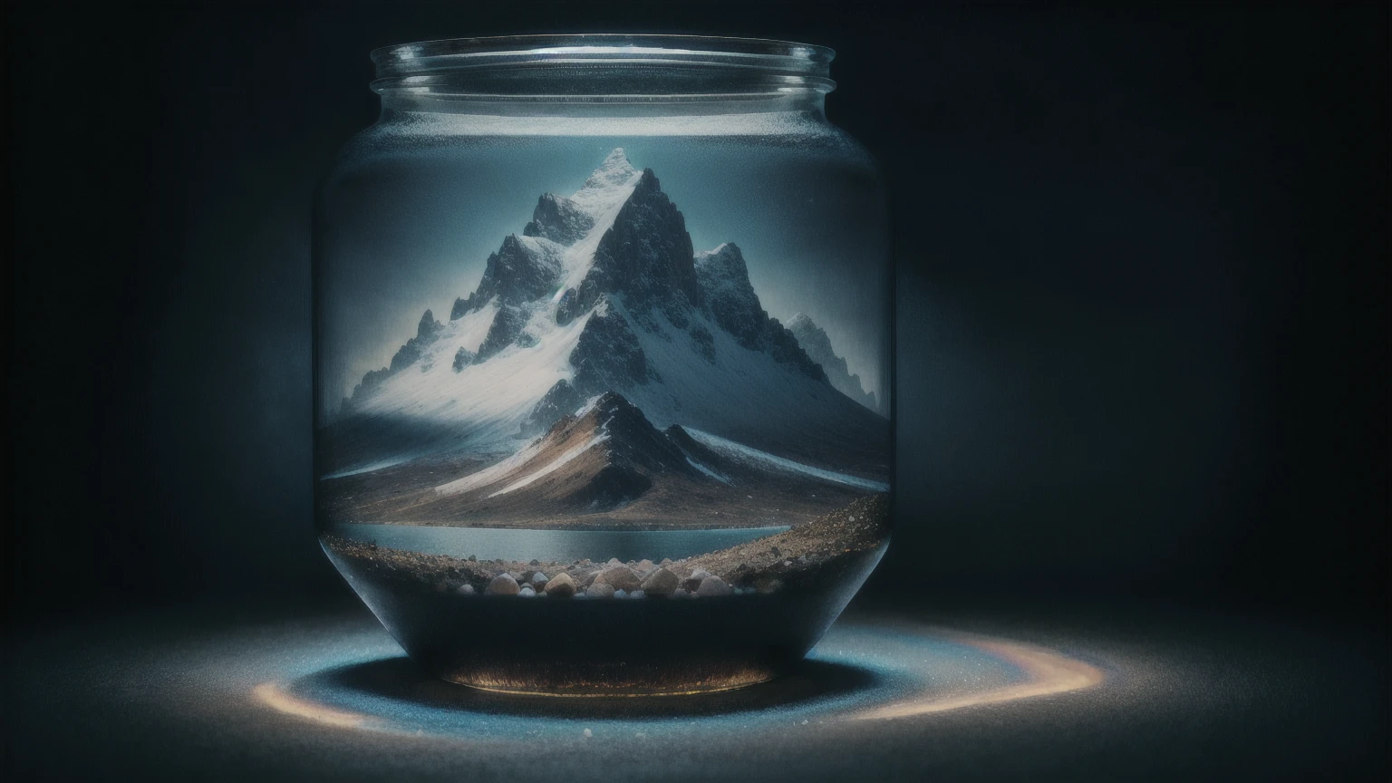 MOUNTAIN IN THE BOTTLER, fluffy, realistic, atmospheric light refraction, by lee jeffries nikon d850 film stock photograph 4 kodak portra 400 camera f1.6 lens rich colors hyper realistic lifelike texture dramatic lighting unreal engine trending on artstation cinestill 800, Style-Glass