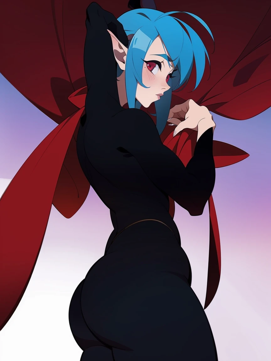 blue female succubus, big , stretched fabric