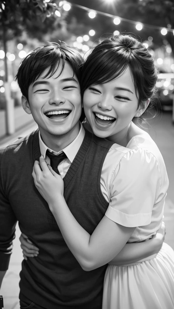 Capture a candid moment of you and your partner laughing together, showing the joy and connection you share."
Focus: Genuine laughter and happiness