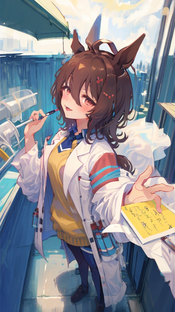 high quality, 8k, seduction of fellatio, (temptation by hand), hand in front of face, pov, strong eyes, side view, profile,
(from over:1.3), open mouth, long tongue, in town toilet, in town,
agnes tachyon \(umamusume\)
, zettairyouiki, blush, lab coat, stocking, sweater,
gigantic breasts
, 0pen,
fellatio_gesture,
FellatioGesture,
, seductive smile, (looking at viewer:1.4),
