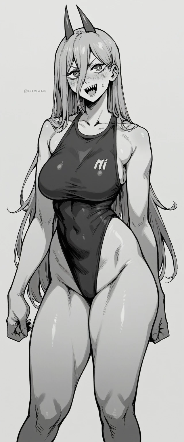 Power | Chainsaw Man|Very Very Big tits nice boobs big saggy wearing a black swimsuit