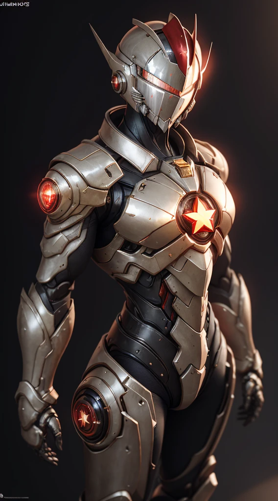 masterpiece,Best quality,high resolution,Realist,Upper part of the body,
1. s,Ultraman,Five-pointed red star eye,Five-pointed star color timer,Looking at the audience,red,Power Armor,Fully armored,(translucent:1.4),(Chest:1.3),(Chest groove:1.3),(Seductive pose:1.1),Bio-Mechanical City,reflective metallic,Dramatic lighting,..3d,Ultra Detailed,Octane Rendering,
