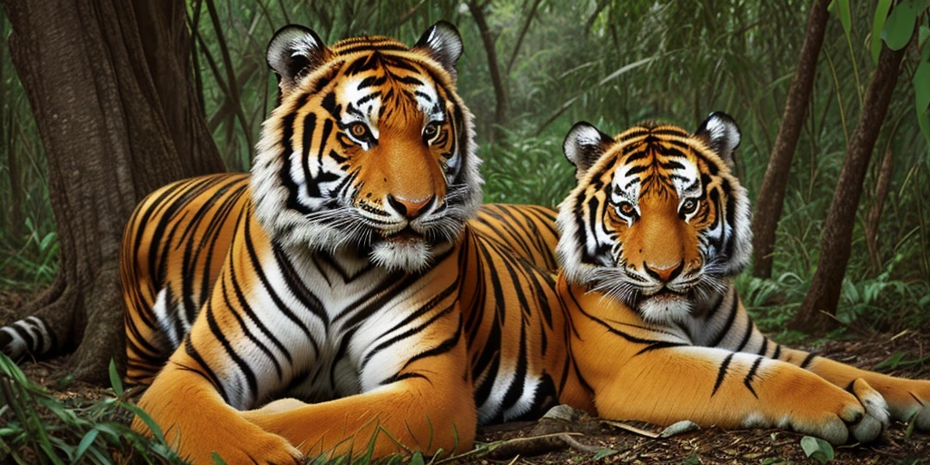 Two man in the tiger jungle 